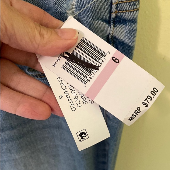 Seven7 Blue Flare Wide Leg Jeans with Faded Finish - Picture 2 of 5